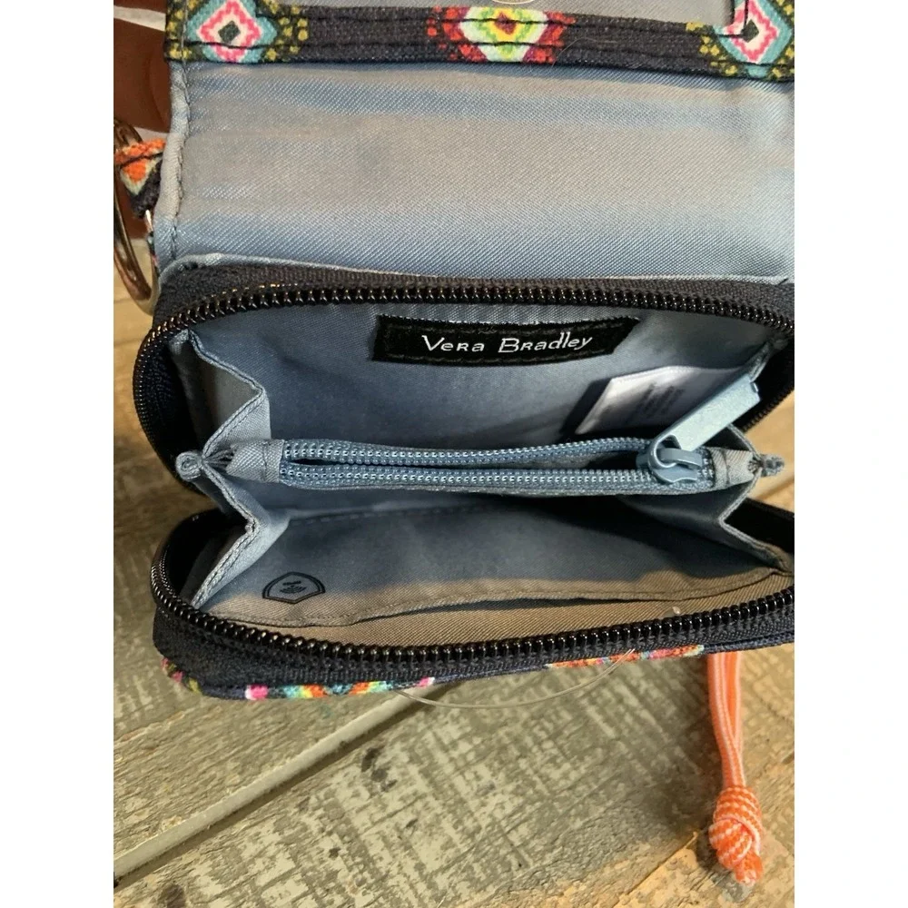Vera Bradley Provencal Euro Wallet Blue Orange Red Snap ID Wallet Coin‎